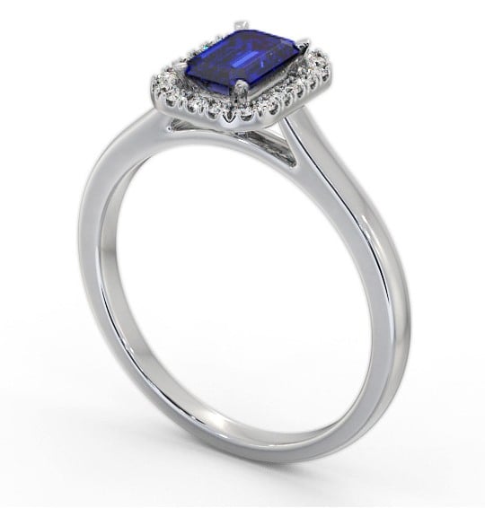  Halo Blue Sapphire and Diamond 0.90ct Ring 18K White Gold - Kensi GEM70_WG_BS_THUMB1 