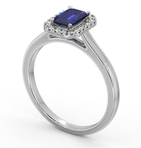 Halo Blue Sapphire and Diamond 0.90ct Ring 9K White Gold GEM70_WG_BS_THUMB1