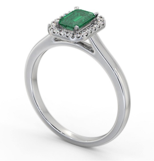  Halo Emerald and Diamond 0.75ct Ring 18K White Gold - Kensi GEM70_WG_EM_THUMB1 