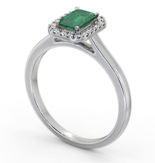 Halo Emerald and Diamond 0.75ct Ring Platinum GEM70_WG_EM_THUMB1