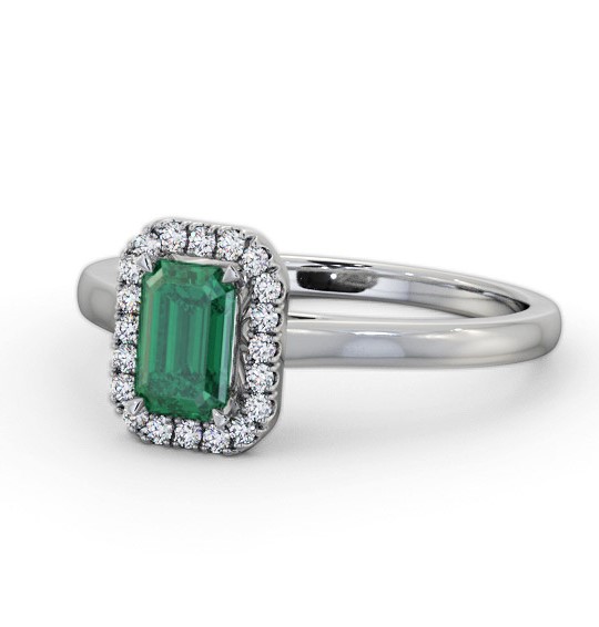 Halo Emerald and Diamond 0.75ct Ring 18K White Gold GEM70_WG_EM_THUMB2 
