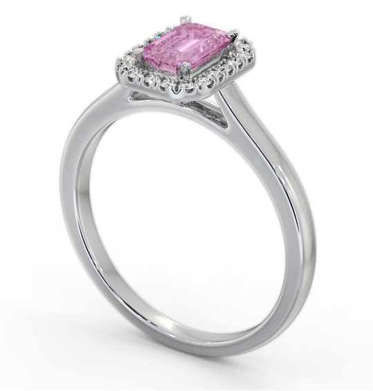 Halo Pink Sapphire and Diamond 0.90ct Ring 18K White Gold GEM70_WG_PS_THUMB1