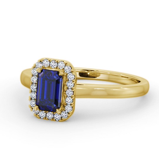 Halo Blue Sapphire and Diamond 0.90ct Ring 18K Yellow Gold GEM70_YG_BS_THUMB2 