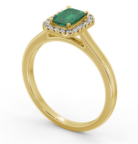 Halo Emerald and Diamond 0.75ct Ring 18K Yellow Gold GEM70_YG_EM_THUMB1 