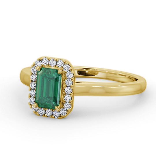 Halo Emerald and Diamond 0.75ct Ring 18K Yellow Gold GEM70_YG_EM_THUMB2 
