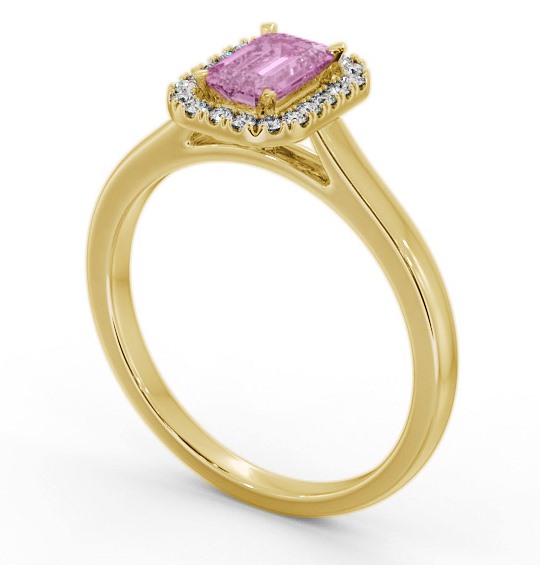 Halo Pink Sapphire and Diamond 0.90ct Ring 18K Yellow Gold GEM70_YG_PS_THUMB1 