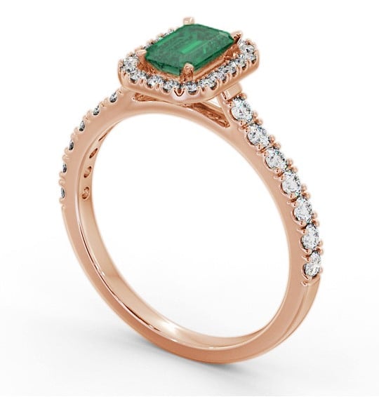 Halo Emerald and Diamond 1.05ct Ring 9K Rose Gold GEM71_RG_EM_THUMB1