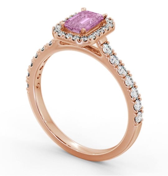 Halo Pink Sapphire and Diamond 1.20ct Ring 9K Rose Gold GEM71_RG_PS_THUMB1