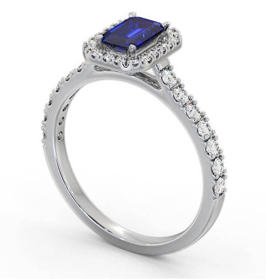 Halo Blue Sapphire and Diamond 1.20ct Ring 18K White Gold GEM71_WG_BS_THUMB1 
