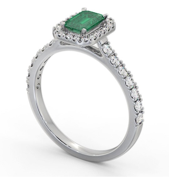 Halo Emerald and Diamond 1.05ct Ring 9K White Gold GEM71_WG_EM_THUMB1