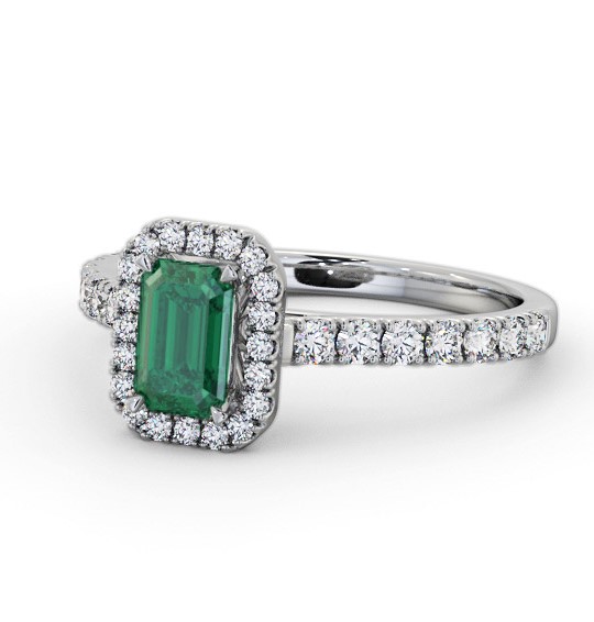 Halo Emerald and Diamond 1.05ct Ring 18K White Gold GEM71_WG_EM_THUMB2 