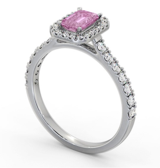 Halo Pink Sapphire and Diamond 1.20ct Ring Palladium GEM71_WG_PS_THUMB1