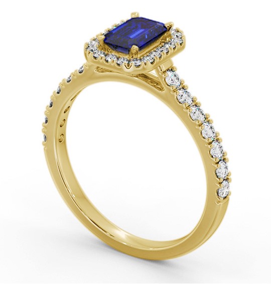 Halo Blue Sapphire and Diamond 1.20ct Ring 9K Yellow Gold GEM71_YG_BS_THUMB1