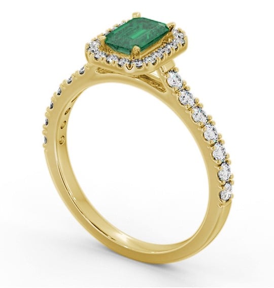 Halo Emerald and Diamond 1.05ct Ring 18K Yellow Gold GEM71_YG_EM_THUMB1