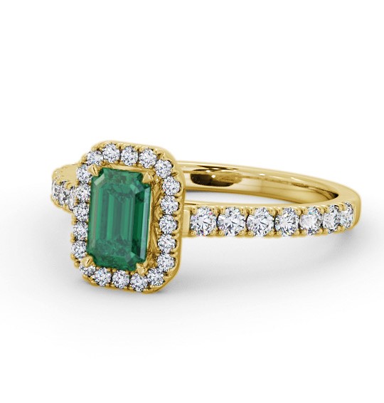 Halo Emerald and Diamond 1.05ct Ring 18K Yellow Gold GEM71_YG_EM_THUMB2 