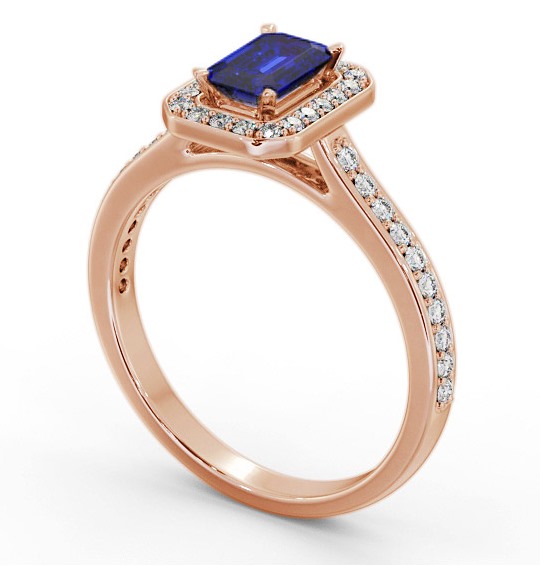 Halo Blue Sapphire and Diamond 1.05ct Ring 18K Rose Gold GEM72_RG_BS_THUMB1