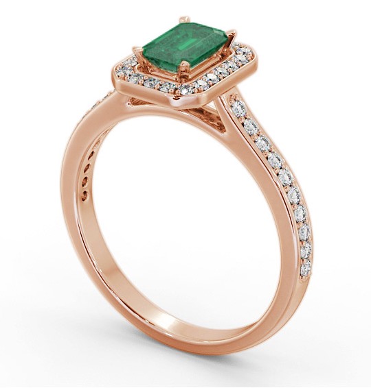 Halo Emerald and Diamond 0.90ct Ring 9K Rose Gold GEM72_RG_EM_THUMB1