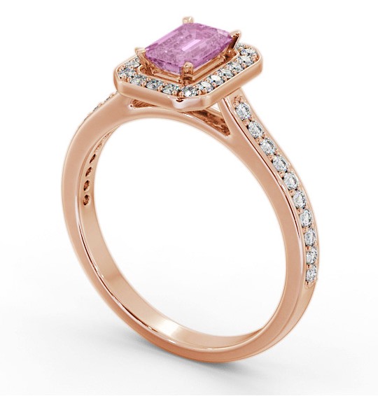 Halo Pink Sapphire and Diamond 1.05ct Ring 18K Rose Gold GEM72_RG_PS_THUMB1