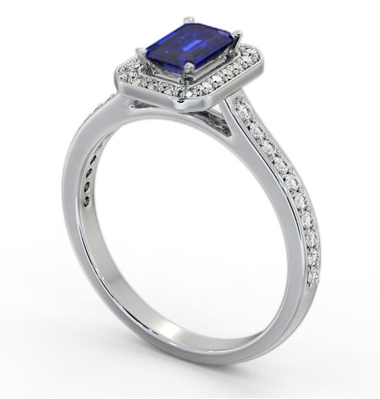 Halo Blue Sapphire and Diamond 1.05ct Ring 18K White Gold GEM72_WG_BS_THUMB1 