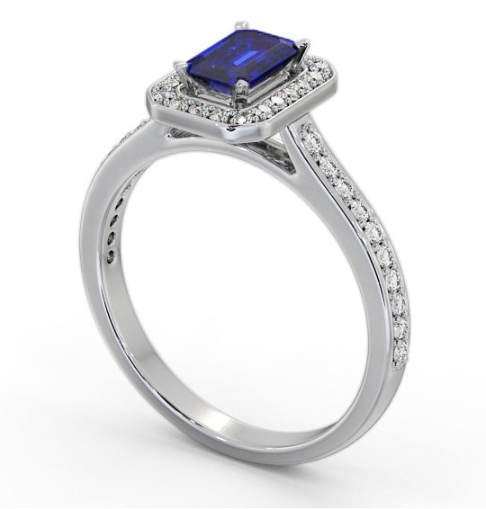 Halo Blue Sapphire and Diamond 1.05ct Ring Palladium GEM72_WG_BS_THUMB1