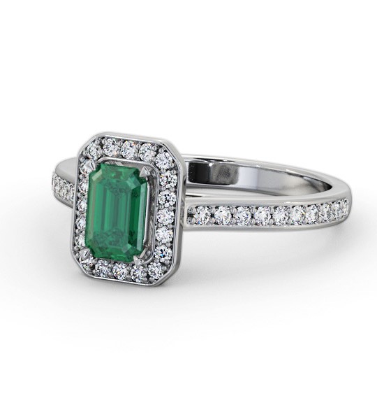 Halo Emerald and Diamond 0.90ct Ring 18K White Gold GEM72_WG_EM_THUMB2 