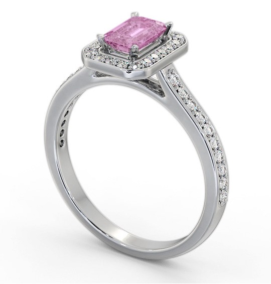 Halo Pink Sapphire and Diamond 1.05ct Ring 18K White Gold GEM72_WG_PS_THUMB1