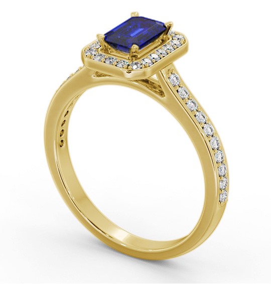 Halo Blue Sapphire and Diamond 1.05ct Ring 9K Yellow Gold GEM72_YG_BS_THUMB1