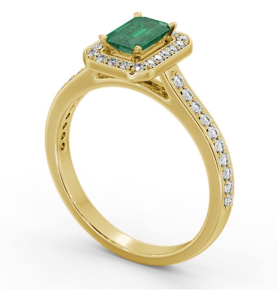 Halo Emerald and Diamond 0.90ct Ring 18K Yellow Gold GEM72_YG_EM_THUMB1 
