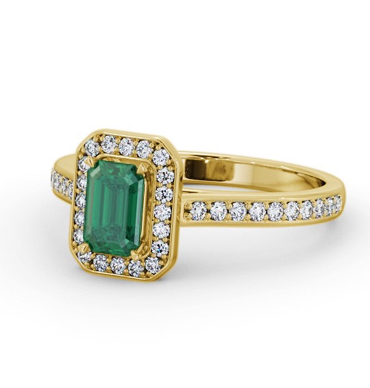 Halo Emerald and Diamond 0.90ct Ring 18K Yellow Gold GEM72_YG_EM_THUMB2 