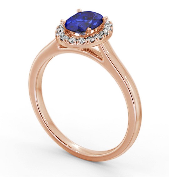 Halo Blue Sapphire and Diamond 1.20ct Ring 18K Rose Gold GEM73_RG_BS_THUMB1 