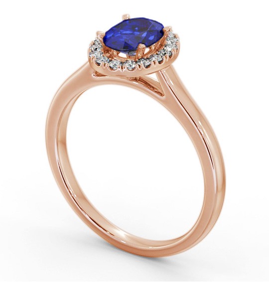 Halo Blue Sapphire and Diamond 1.20ct Ring 18K Rose Gold GEM73_RG_BS_THUMB1