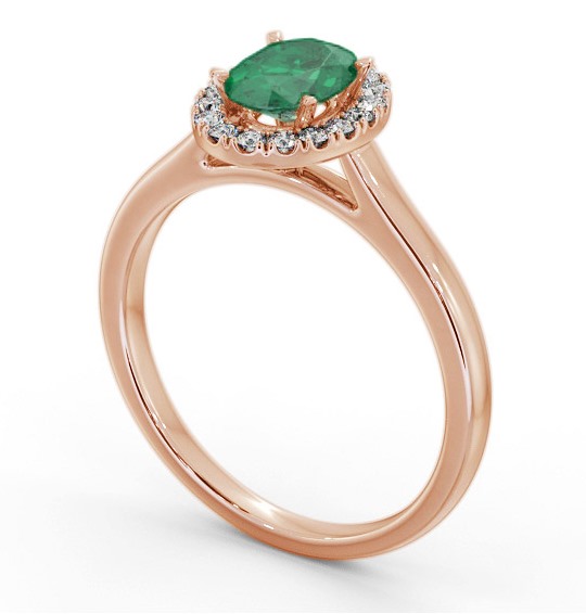 Halo Emerald and Diamond 0.95ct Ring 18K Rose Gold GEM73_RG_EM_THUMB1