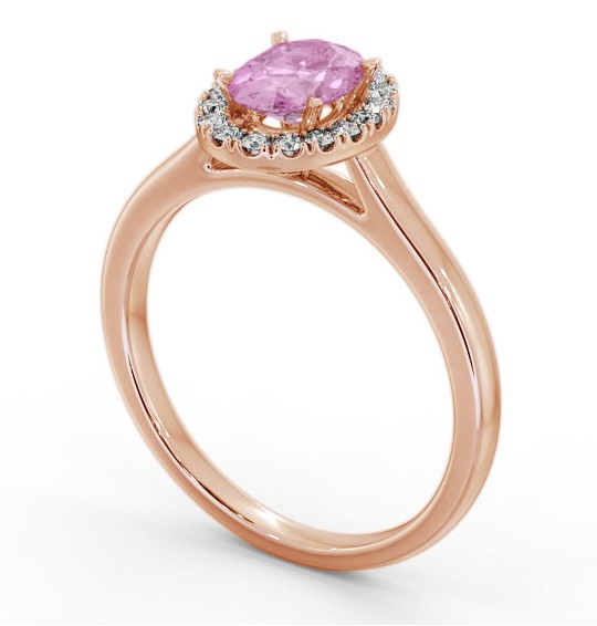 Halo Pink Sapphire and Diamond 1.20ct Ring 18K Rose Gold GEM73_RG_PS_THUMB1 