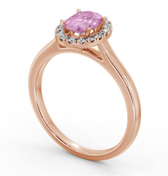 Halo Pink Sapphire and Diamond 1.20ct Ring 18K Rose Gold GEM73_RG_PS_THUMB1