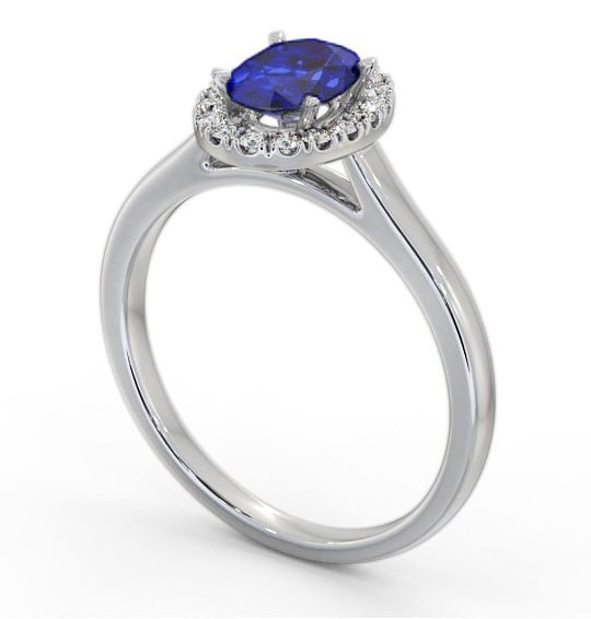 Halo Blue Sapphire and Diamond 1.20ct Ring 18K White Gold GEM73_WG_BS_THUMB1 