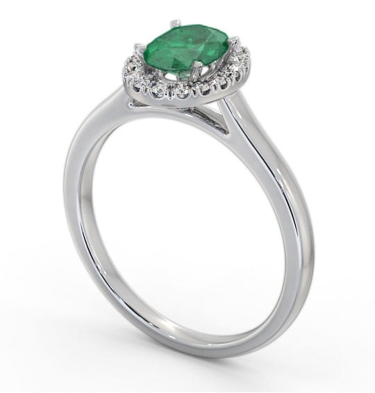 Halo Emerald and Diamond 0.95ct Ring 9K White Gold GEM73_WG_EM_THUMB1