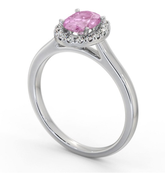 Halo Pink Sapphire and Diamond 1.20ct Ring 18K White Gold GEM73_WG_PS_THUMB1 