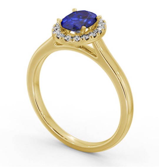 Halo Blue Sapphire and Diamond 1.20ct Ring 9K Yellow Gold GEM73_YG_BS_THUMB1