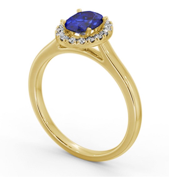 Halo Blue Sapphire and Diamond 1.20ct Ring 18K Yellow Gold GEM73_YG_BS_THUMB1