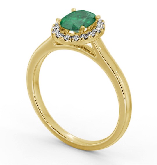 Halo Emerald and Diamond 0.95ct Ring 18K Yellow Gold GEM73_YG_EM_THUMB1 
