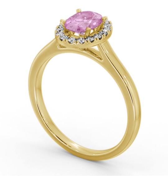 Halo Pink Sapphire and Diamond 1.20ct Ring 9K Yellow Gold GEM73_YG_PS_THUMB1