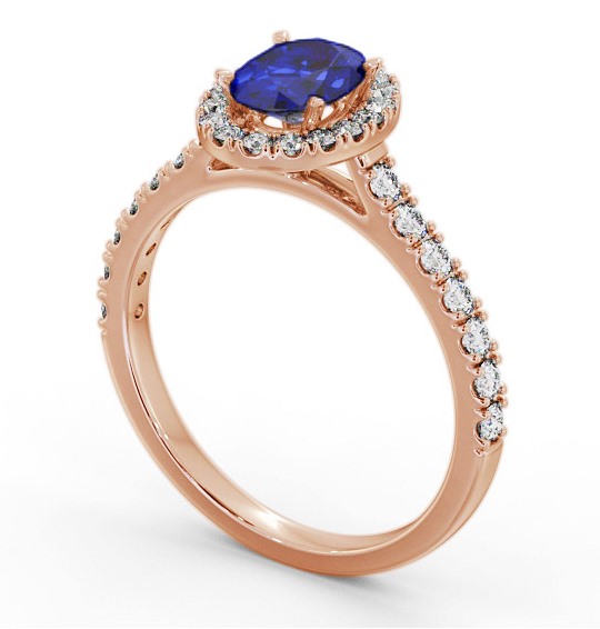 Halo Blue Sapphire and Diamond 1.50ct Ring 9K Rose Gold GEM74_RG_BS_THUMB1