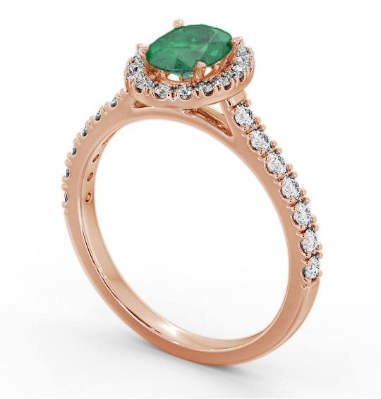 Halo Emerald and Diamond 1.25ct Ring 18K Rose Gold GEM74_RG_EM_THUMB1 