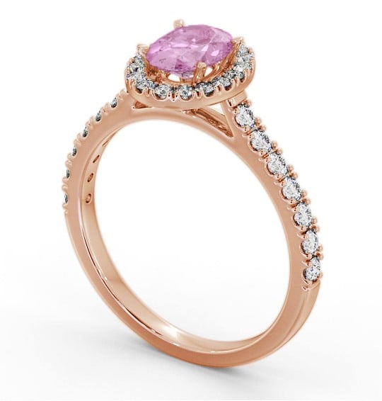 Halo Pink Sapphire and Diamond 1.50ct Ring 18K Rose Gold GEM74_RG_PS_THUMB1 