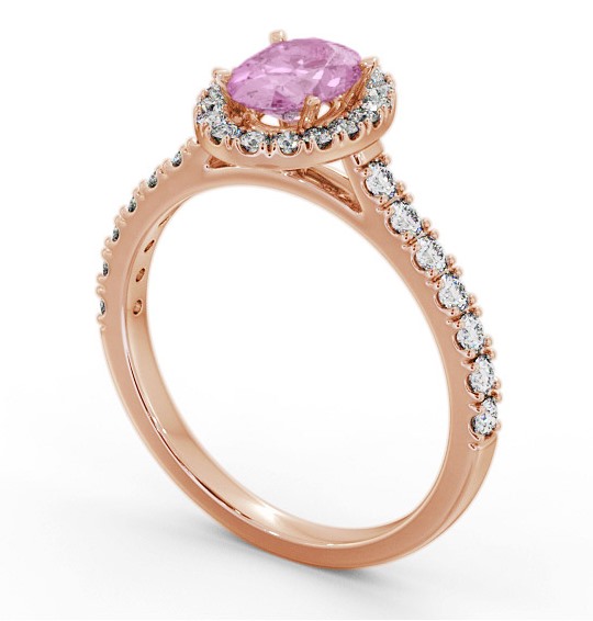 Halo Pink Sapphire and Diamond 1.50ct Ring 18K Rose Gold GEM74_RG_PS_THUMB1