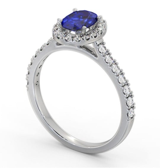 Halo Blue Sapphire and Diamond 1.50ct Ring 18K White Gold GEM74_WG_BS_THUMB1