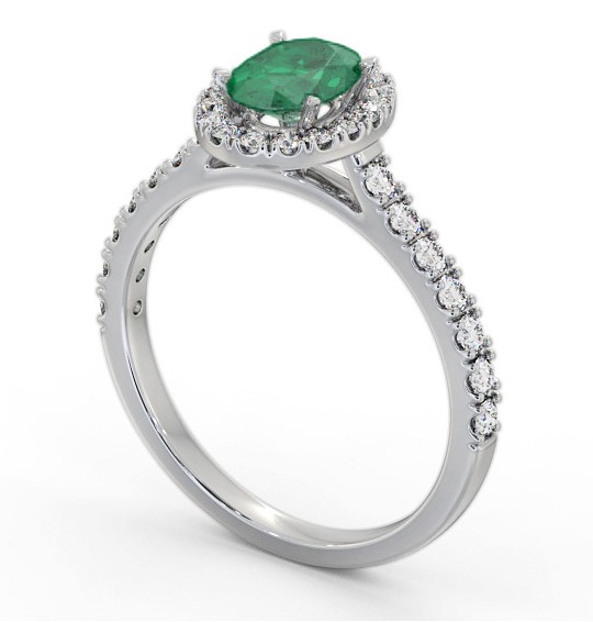 Halo Emerald and Diamond 1.25ct Ring 18K White Gold GEM74_WG_EM_THUMB1 