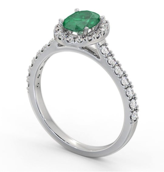 Halo Emerald and Diamond 1.25ct Ring 18K White Gold GEM74_WG_EM_THUMB1