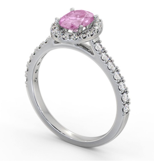 Halo Pink Sapphire and Diamond 1.50ct Ring 18K White Gold GEM74_WG_PS_THUMB1 