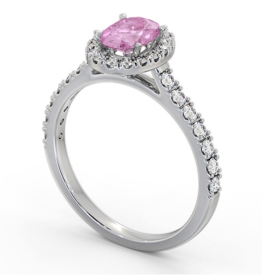 Halo Pink Sapphire and Diamond 1.50ct Ring Platinum GEM74_WG_PS_THUMB1